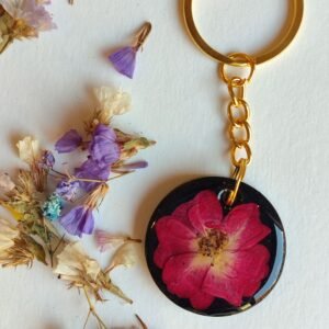 LLAVERO ROSA ROJA ENCAPSULADA EN RESINA