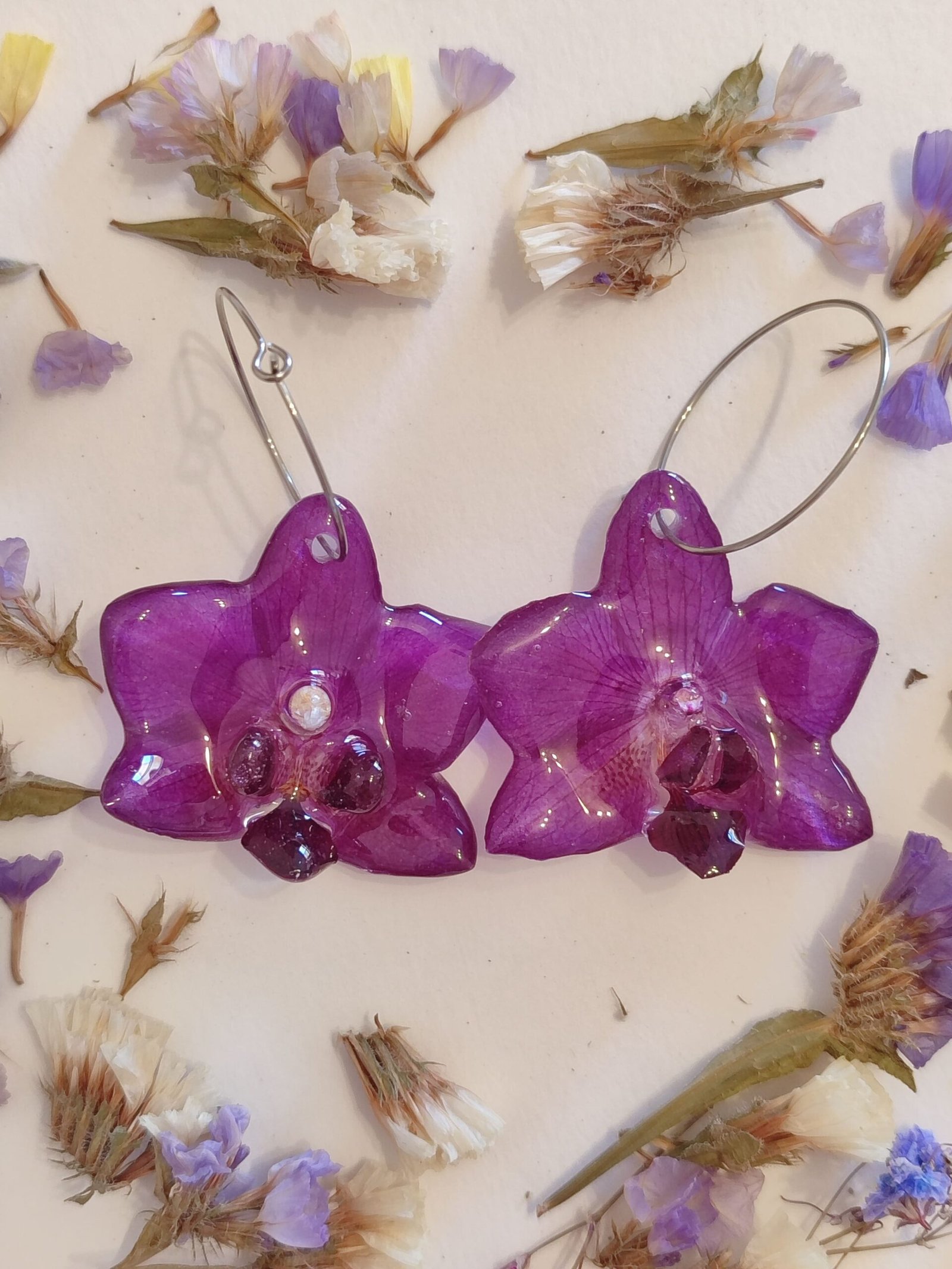 Pendientes CON ORQUIDEAS REALES encapsuladas en resina