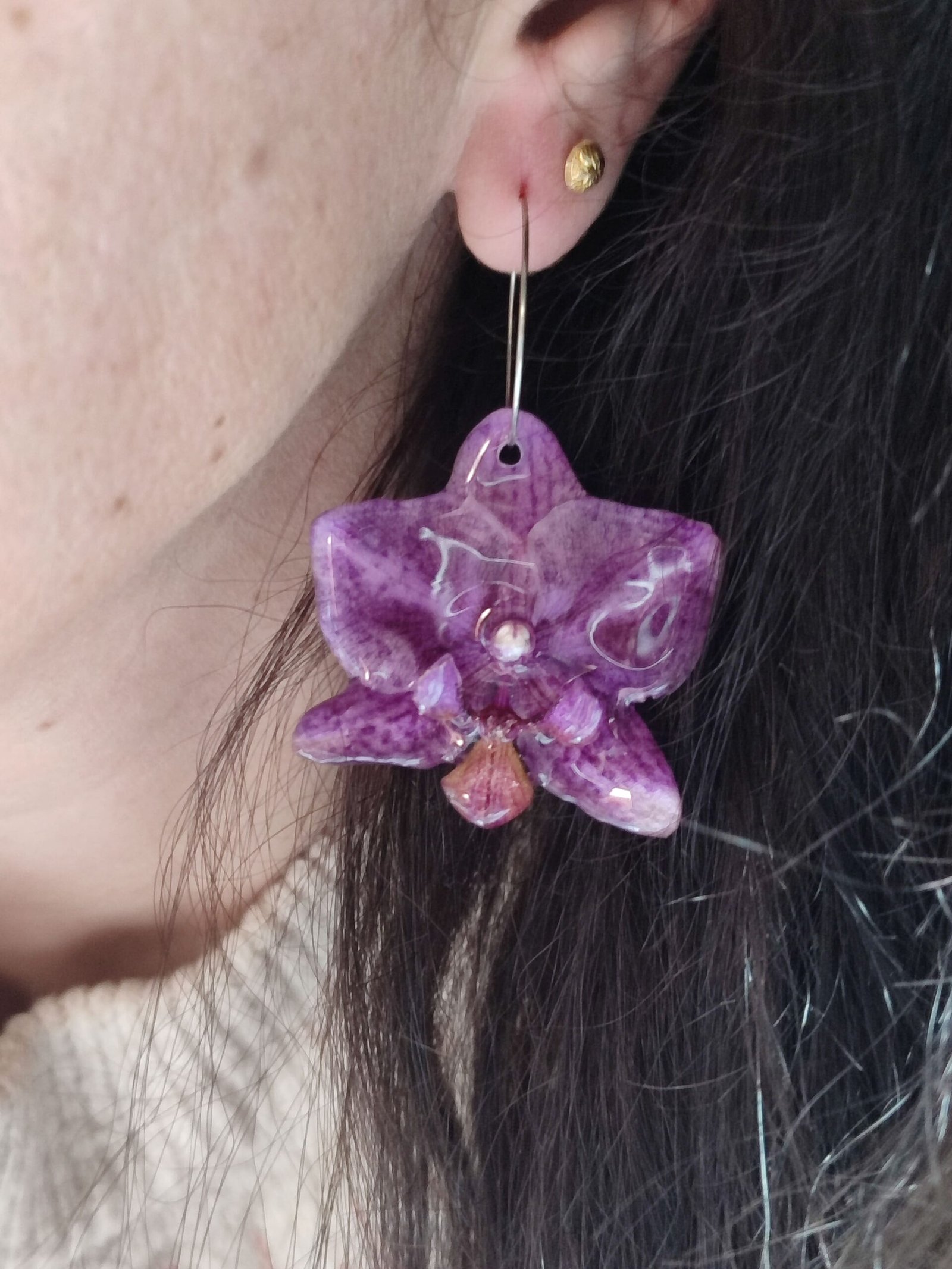 Pendientes CON ORQUIDEAS REALES encapsuladas en resina.
