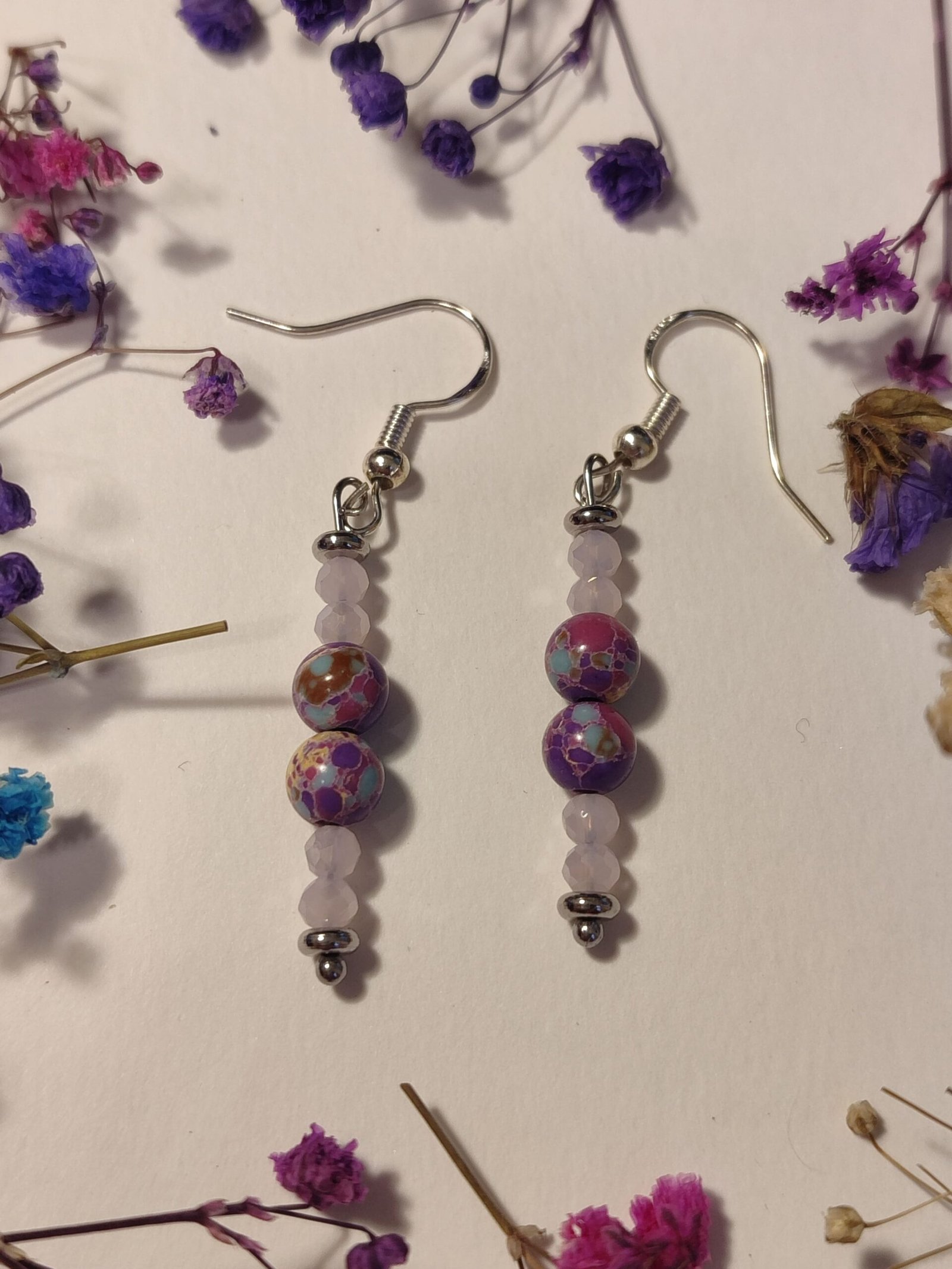 PENDIENTES con BOLITAS y piedras facetadas