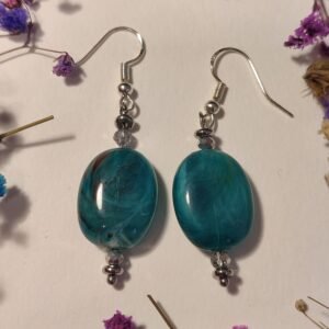 PENDIENTES con una PIEDRA VERDE y piedras facetadas