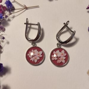 PENDIENTES con ESTAMPADO SAKURA (pegatina) y encapsulada en resina.