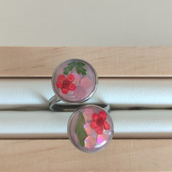 Anillo DOBLE con FLORES ROJAS