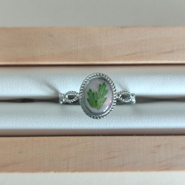 Anillo con una HOJITA encapsulada en resina